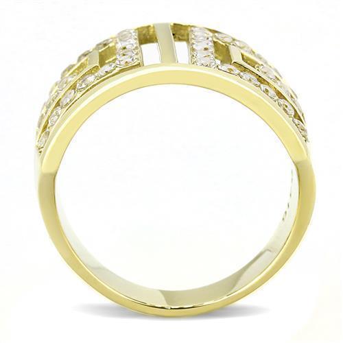 Gold Womens Ring Anillo Para Mujer 316L Stainless Steel Ring with AAA Grade CZ in Clear - Jewelry Store by Erik Rayo