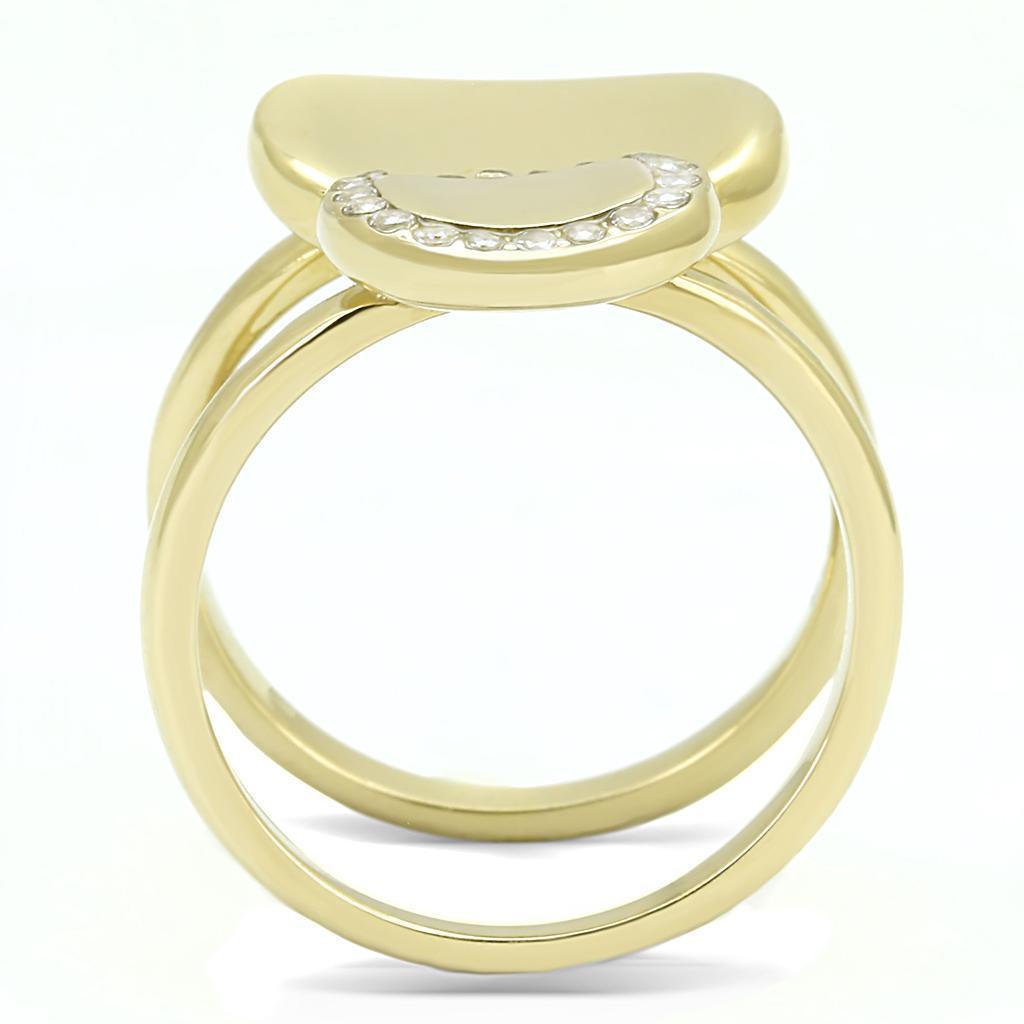 Gold Womens Ring Anillo Para Mujer 316L Stainless Steel Ring with AAA Grade CZ in Clear - Jewelry Store by Erik Rayo