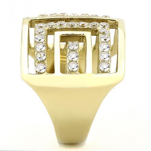 Gold Womens Ring Anillo Para Mujer 316L Stainless Steel Ring with AAA Grade CZ in Clear - Jewelry Store by Erik Rayo