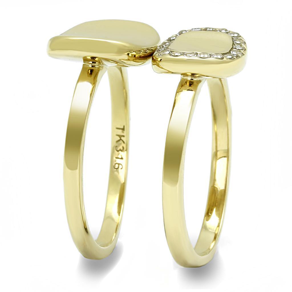 Gold Womens Ring Anillo Para Mujer 316L Stainless Steel Ring with AAA Grade CZ in Clear - Jewelry Store by Erik Rayo