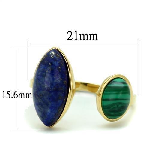 Gold Womens Ring Anillo Para Mujer 316L Stainless Steel Ring with Precious Stone Lapis in Montana - Jewelry Store by Erik Rayo