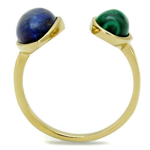 Gold Womens Ring Anillo Para Mujer 316L Stainless Steel Ring with Precious Stone Lapis in Montana - Jewelry Store by Erik Rayo