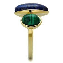 Load image into Gallery viewer, Gold Womens Ring Anillo Para Mujer y Ninos Unisex Kids 316L Stainless Steel Ring with Precious Stone Lapis in Montana - Jewelry Store by Erik Rayo
