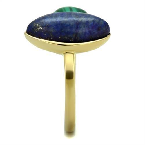 Gold Womens Ring Anillo Para Mujer 316L Stainless Steel Ring with Precious Stone Lapis in Montana - Jewelry Store by Erik Rayo