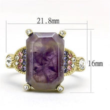 Load image into Gallery viewer, Gold Womens Ring Anillo Para Mujer y Ninos Unisex Kids 316L Stainless Steel Ring with Semi-Precious Amethyst Crystal in Amethyst - Jewelry Store by Erik Rayo
