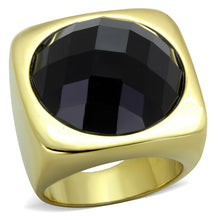 Load image into Gallery viewer, Gold Womens Ring Anillo Para Mujer y Ninos Unisex Kids 316L Stainless Steel Ring with Stone in Jet Portici - Jewelry Store by Erik Rayo
