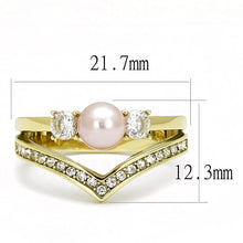 Load image into Gallery viewer, Gold Womens Ring Anillo Para Mujer y Ninos Unisex Kids 316L Stainless Steel Ring with Synthetic Pearl in Rose - Jewelry Store by Erik Rayo
