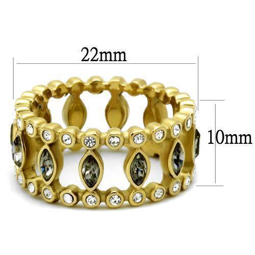 Gold Womens Ring Anillo Para Mujer 316L Stainless Steel Ring with Top Grade Crystal in Black Diamond - Jewelry Store by Erik Rayo