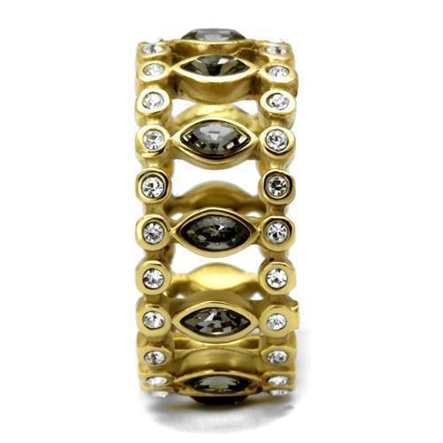 Gold Womens Ring Anillo Para Mujer 316L Stainless Steel Ring with Top Grade Crystal in Black Diamond - Jewelry Store by Erik Rayo