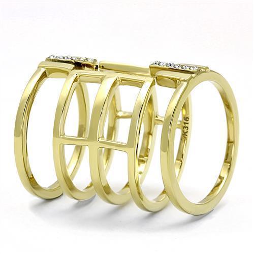 Gold Womens Ring Anillo Para Mujer 316L Stainless Steel Ring with Top Grade Crystal in Clear Aguilar - Jewelry Store by Erik Rayo