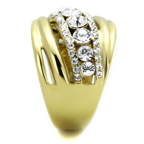Gold Womens Ring Anillo Para Mujer 316L Stainless Steel Ring with Top Grade Crystal in Clear Alatri - Jewelry Store by Erik Rayo
