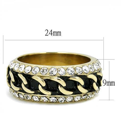 Gold Womens Ring Anillo Para Mujer 316L Stainless Steel Ring with Top Grade Crystal in Clear Boneo - Jewelry Store by Erik Rayo