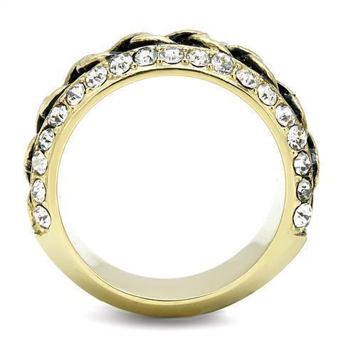 Gold Womens Ring Anillo Para Mujer 316L Stainless Steel Ring with Top Grade Crystal in Clear Boneo - Jewelry Store by Erik Rayo