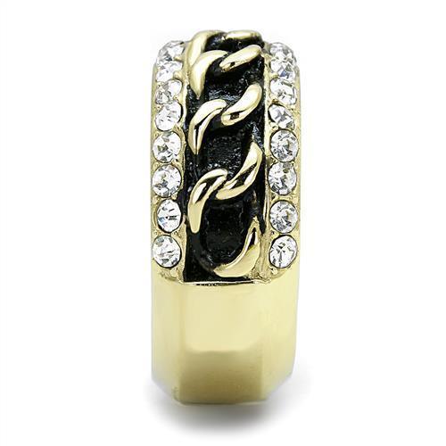 Gold Womens Ring Anillo Para Mujer 316L Stainless Steel Ring with Top Grade Crystal in Clear Boneo - Jewelry Store by Erik Rayo