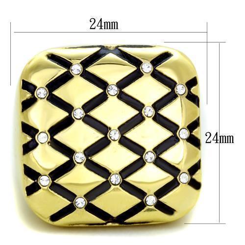 Gold Womens Ring Anillo Para Mujer 316L Stainless Steel Ring with Top Grade Crystal in Clear Cividale - Jewelry Store by Erik Rayo