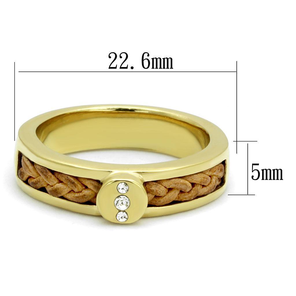Gold Womens Ring Anillo Para Mujer 316L Stainless Steel Ring with Top Grade Crystal in Clear Itzel - Jewelry Store by Erik Rayo