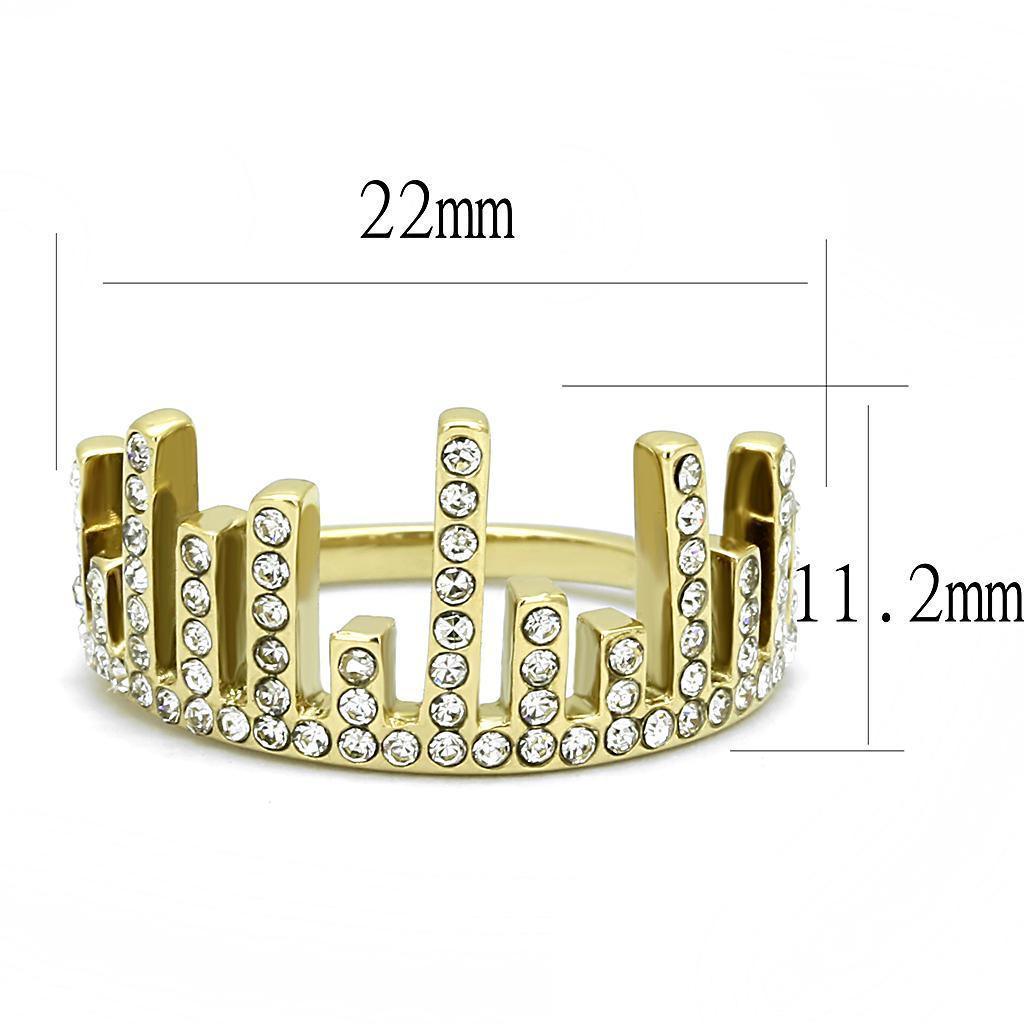 Gold Womens Ring Anillo Para Mujer 316L Stainless Steel Ring with Top Grade Crystal in Clear Yancy - Jewelry Store by Erik Rayo