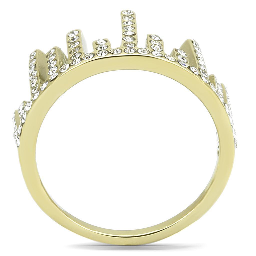 Gold Womens Ring Anillo Para Mujer 316L Stainless Steel Ring with Top Grade Crystal in Clear Yancy - Jewelry Store by Erik Rayo