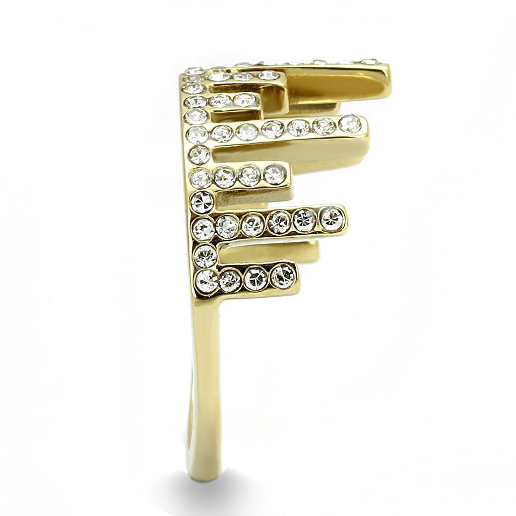 Gold Womens Ring Anillo Para Mujer 316L Stainless Steel Ring with Top Grade Crystal in Clear Yancy - Jewelry Store by Erik Rayo