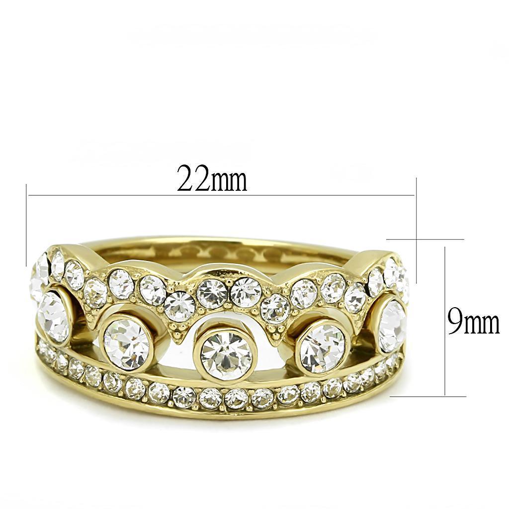 Gold Womens Ring Anillo Para Mujer 316L Stainless Steel Ring with Top Grade Crystal in Clear Yessica - Jewelry Store by Erik Rayo
