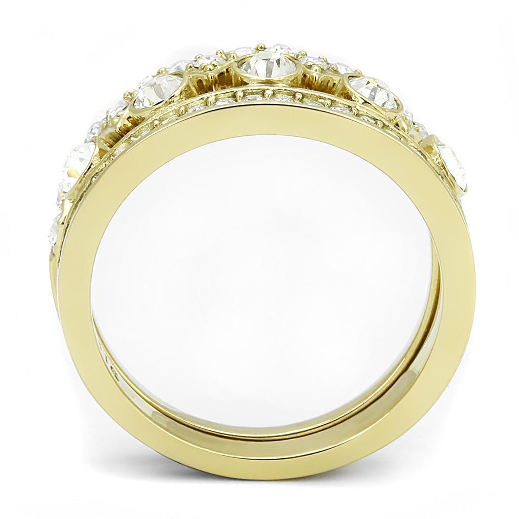 Gold Womens Ring Anillo Para Mujer 316L Stainless Steel Ring with Top Grade Crystal in Clear Yessica - Jewelry Store by Erik Rayo