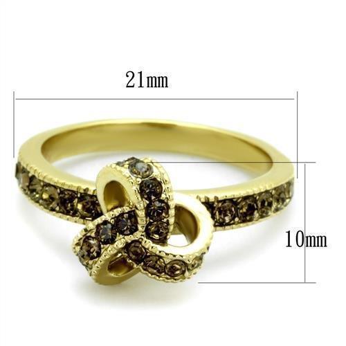 Gold Womens Ring Anillo Para Mujer 316L Stainless Steel Ring with Top Grade Crystal in Smoked Quartz Cassino - Jewelry Store by Erik Rayo