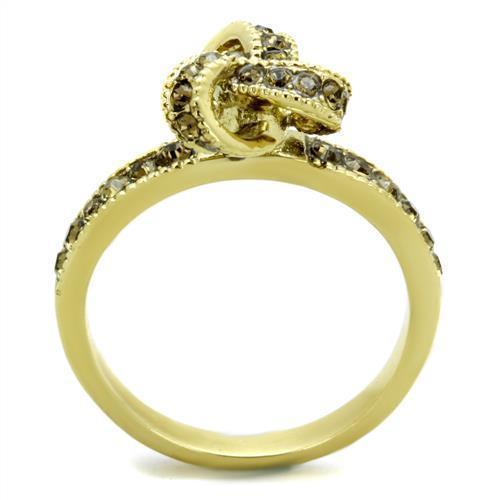 Gold Womens Ring Anillo Para Mujer 316L Stainless Steel Ring with Top Grade Crystal in Smoked Quartz Cassino - Jewelry Store by Erik Rayo