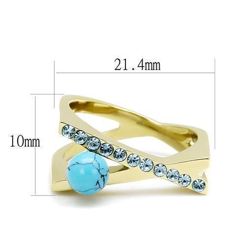Gold Womens Ring Anillo Para Mujer 316L Stainless Steel Ring with Turquoise - Jewelry Store by Erik Rayo