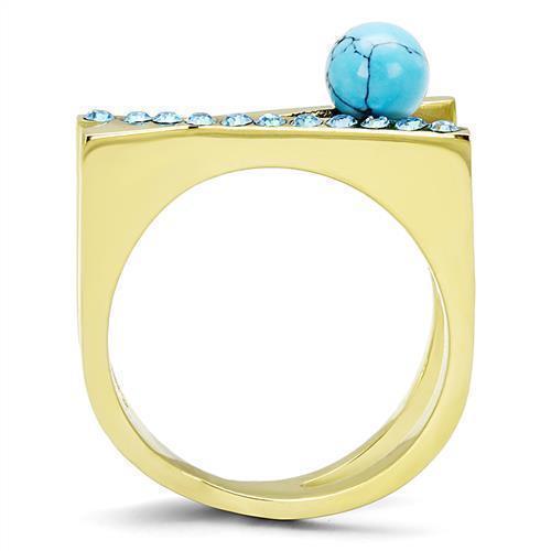 Gold Womens Ring Anillo Para Mujer 316L Stainless Steel Ring with Turquoise - Jewelry Store by Erik Rayo