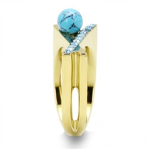 Gold Womens Ring Anillo Para Mujer 316L Stainless Steel Ring with Turquoise - Jewelry Store by Erik Rayo