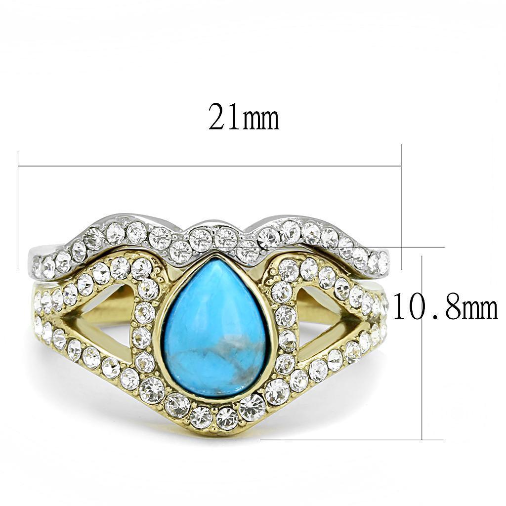 Gold Womens Ring Anillo Para Mujer 316L Stainless Steel Ring with Turquoise in Turquoise - Jewelry Store by Erik Rayo