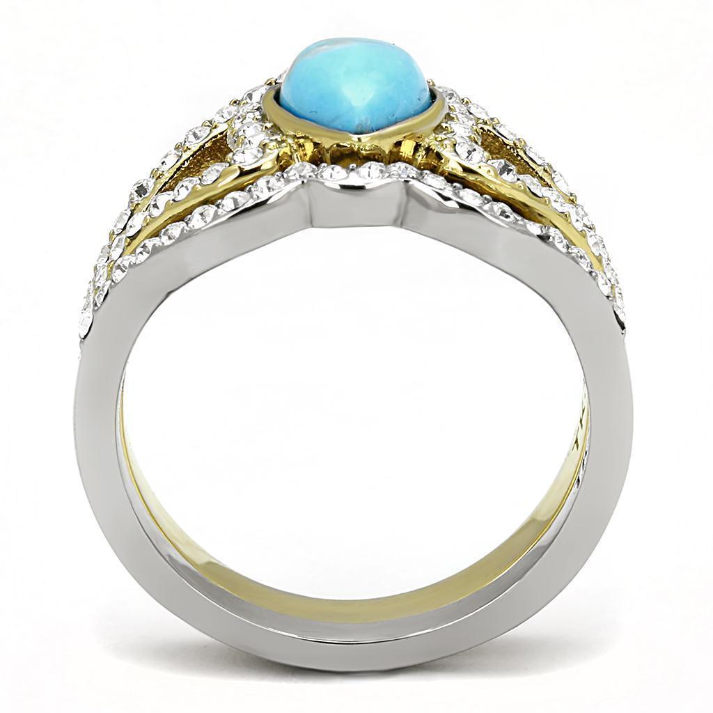 Gold Womens Ring Anillo Para Mujer 316L Stainless Steel Ring with Turquoise in Turquoise - Jewelry Store by Erik Rayo
