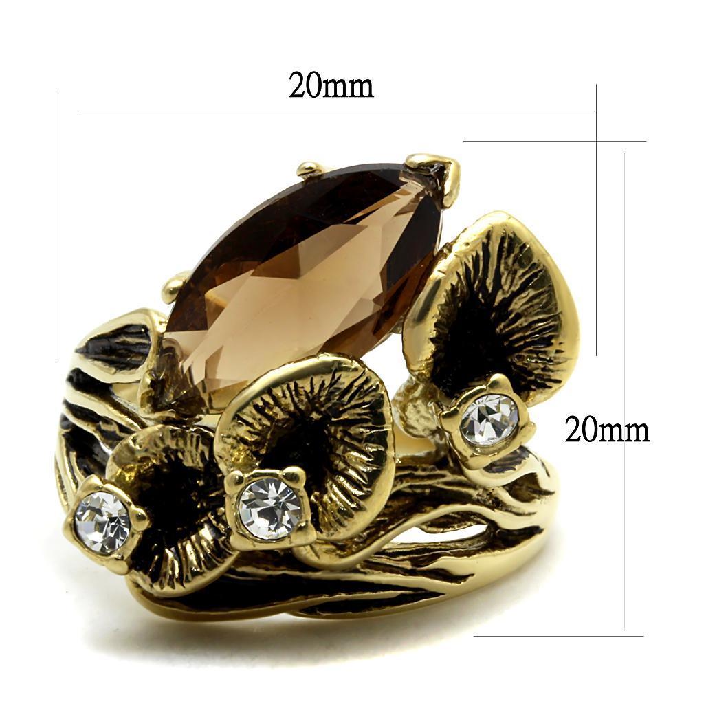 Gold Rings for Women Anillo Para Mujer Stainless Steel Ring Glass in Brown - Jewelry Store by Erik Rayo