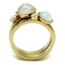 Load image into Gallery viewer, Gold Womens Ring Anillo Para Mujer Stainless Steel Ring Glass in White - Jewelry Store by Erik Rayo
