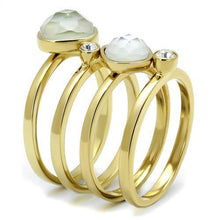 Load image into Gallery viewer, Gold Womens Ring Anillo Para Mujer Stainless Steel Ring Glass in White - Jewelry Store by Erik Rayo
