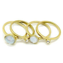 Load image into Gallery viewer, Gold Womens Ring Anillo Para Mujer Stainless Steel Ring Glass in White - Jewelry Store by Erik Rayo
