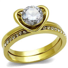 Load image into Gallery viewer, Gold Womens Ring Anillo Para Mujer Stainless Steel Ring Stainless Steel Ring with AAA Grade CZ in Clear Potere - Jewelry Store by Erik Rayo
