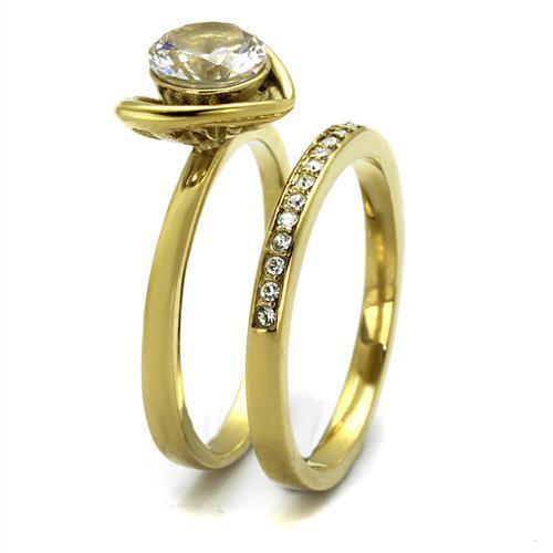 Gold Rings for Women Anillo Para Mujer Stainless Steel Ring Stainless Steel Ring with AAA Grade CZ in Clear Potere - Jewelry Store by Erik Rayo