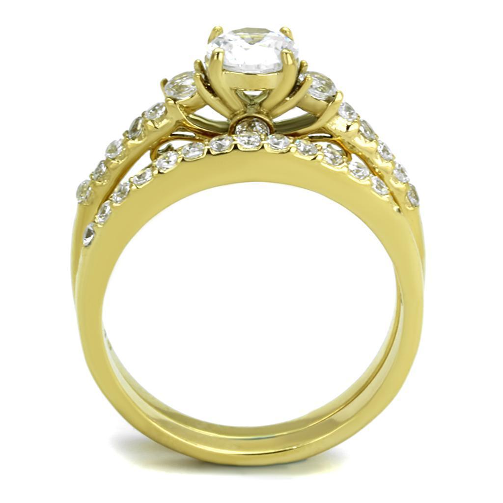 Gold Rings for Women Anillo Para Mujer Stainless Steel Ring Stainless Steel Ring with AAA Grade CZ in Clear Reggio Bono - Jewelry Store by Erik Rayo