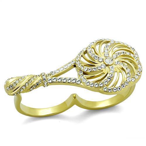 Gold Rings for Women Anillo Para Mujer Stainless Steel Ring Stainless Steel Ring with Top Grade Crystal in Clear Capua - Jewelry Store by Erik Rayo
