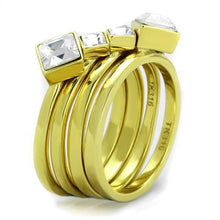 Load image into Gallery viewer, Gold Womens Ring Anillo Para Mujer Stainless Steel Ring Stainless Steel Ring with Top Grade Crystal in Clear Cosenza - Jewelry Store by Erik Rayo
