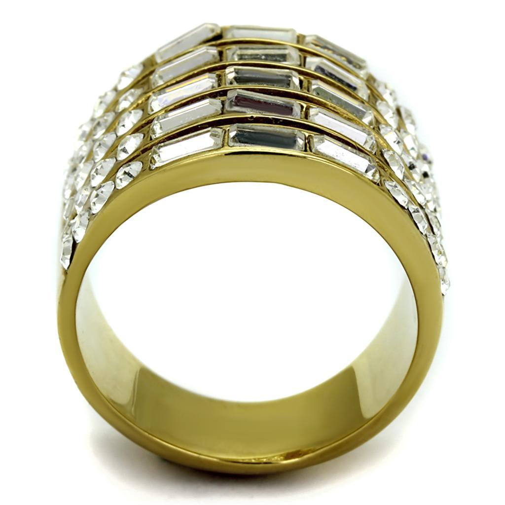 Gold Rings for Women Anillo Para Mujer Stainless Steel Ring Stainless Steel Ring with Top Grade Crystal in Clear Matera - Jewelry Store by Erik Rayo