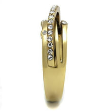 Load image into Gallery viewer, Gold Womens Ring Anillo Para Mujer Stainless Steel Ring Stainless Steel Ring with Top Grade Crystal in Clear Ortona - Jewelry Store by Erik Rayo
