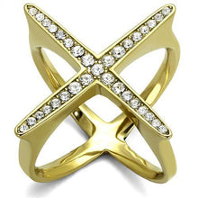 Load image into Gallery viewer, Gold Womens Ring Anillo Para Mujer Stainless Steel Ring Stainless Steel Ring with Top Grade Crystal in Clear Pescara - Jewelry Store by Erik Rayo
