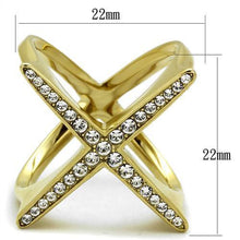 Load image into Gallery viewer, Gold Womens Ring Anillo Para Mujer Stainless Steel Ring Stainless Steel Ring with Top Grade Crystal in Clear Pescara - Jewelry Store by Erik Rayo
