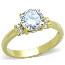 Load image into Gallery viewer, Gold Womens Ring Anillo Para Mujer Stainless Steel Ring with AAA Grade CZ in Clear Ardea - Jewelry Store by Erik Rayo
