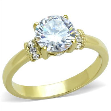 Gold Womens Ring Anillo Para Mujer Stainless Steel Ring with AAA Grade CZ in Clear Ardea - Jewelry Store by Erik Rayo