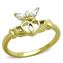 Load image into Gallery viewer, Gold Womens Ring Anillo Para Mujer Stainless Steel Ring with AAA Grade CZ in Clear Benvento - Jewelry Store by Erik Rayo
