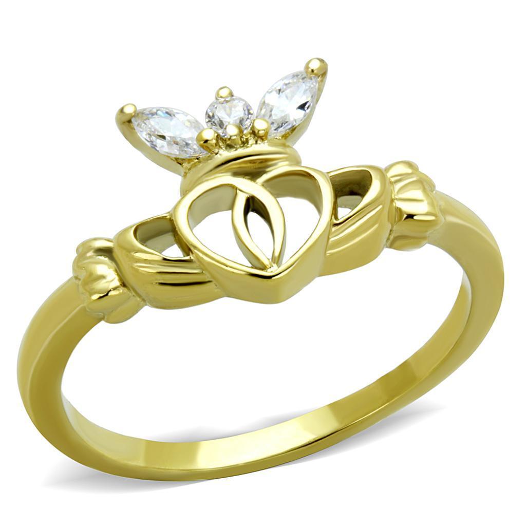Gold Womens Ring Anillo Para Mujer Stainless Steel Ring with AAA Grade CZ in Clear Benvento - Jewelry Store by Erik Rayo