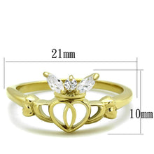 Load image into Gallery viewer, Gold Womens Ring Anillo Para Mujer Stainless Steel Ring with AAA Grade CZ in Clear Benvento - Jewelry Store by Erik Rayo
